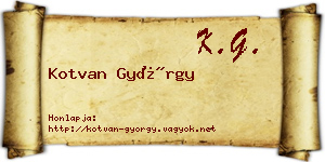 Kotvan György névjegykártya